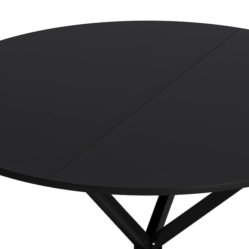 Modern Cross Leg Round Dining Table, Stylish Kitchen & Dining Room Table,Two Piece Removable Top, Matte Finish Iron Legs