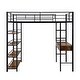 preview thumbnail 13 of 12, Full Size Sturdy Metal Loft bed Frame with Desk and Shelves