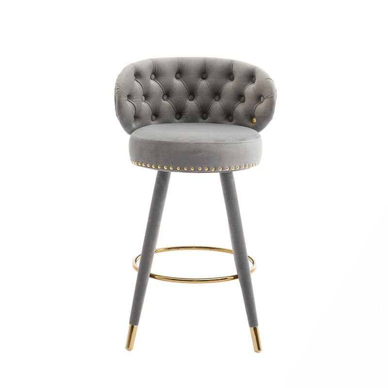 2PCS Counter Height Bar Stools With Solid Wood Legs