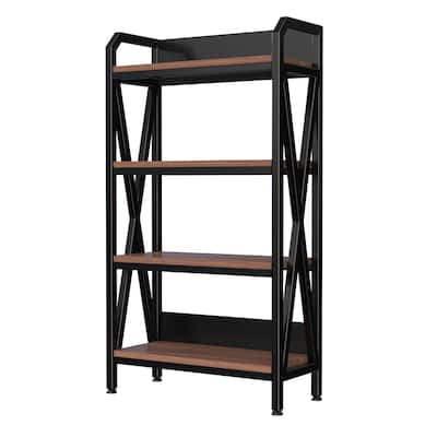 55'' Bakers Rack 4-Level Storage Shelves Metal and Wooden Kitchen Shelves, Kitchen Organizers and Storage,33.50'' Length