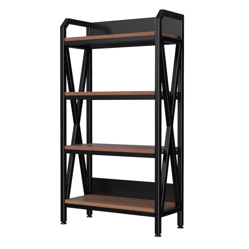 Rossetta 4-Tier 56.30'' Tall Contemporary Stylish Metal and Wooden Open Shelving Bakers Rack,33.50'' Length