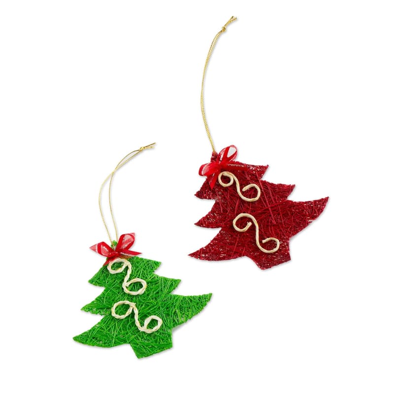 Novica Handmade Merry Trees Natural Fiber Christmas Ornaments (Set Of 4 ...