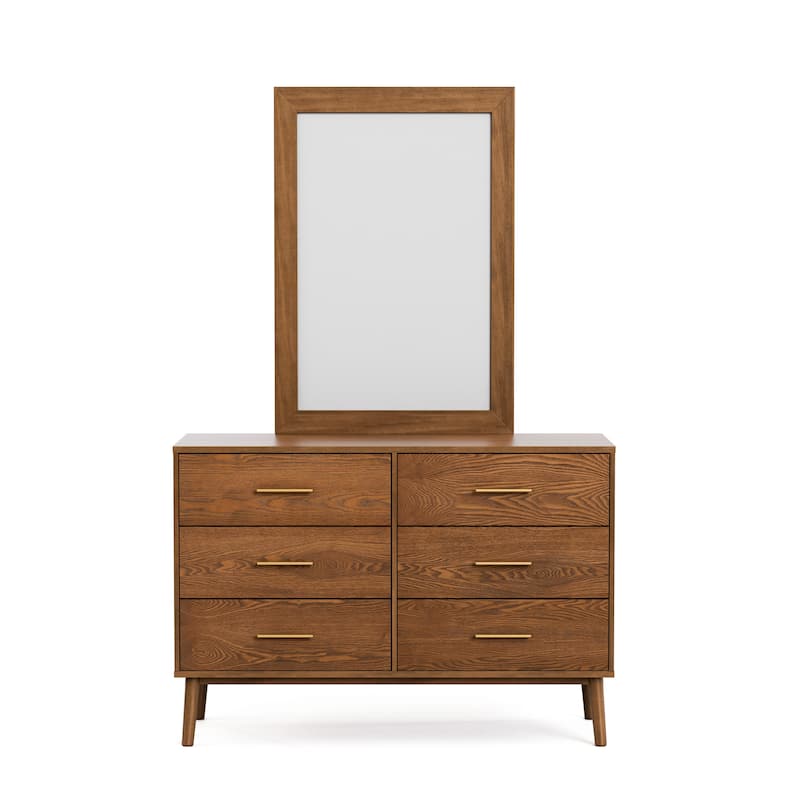 Furniture of America Beau Midcentury Walnut 2-Piece Dresser and Mirror Set