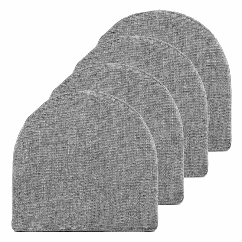 Sweet Home Collection U-Shape High Density Memory Foam Chair Pads with Ties - Set of 4 - Grey