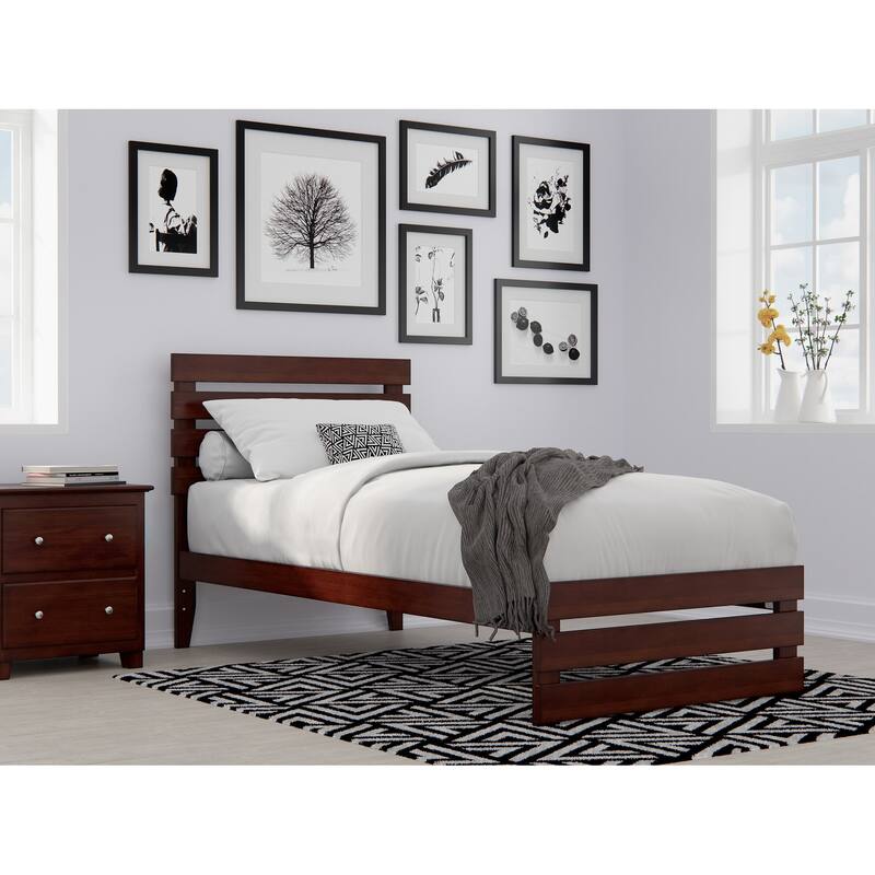 Oxford Bed with Footboard and USB Turbo Charger - Walnut - Twin XL