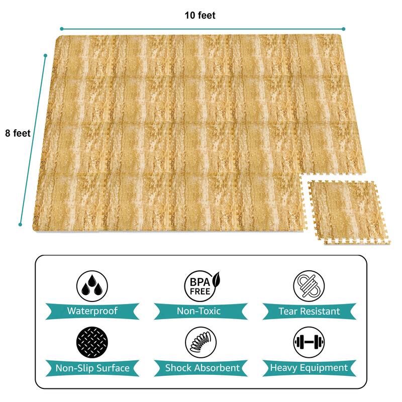 Sorbus 80 Sq. Ft. Wood Grain Floor Tiles Foam Mat EVA Interlocking Mats Tile 3/8-Inch Thick Flooring Wood Puzzle Exercise Mats