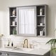 preview thumbnail 13 of 95, Modern Surface Mount Solid Wood Framed Medicine Cabinet With Mirror and Shelves Titanium Grey-42'' W
