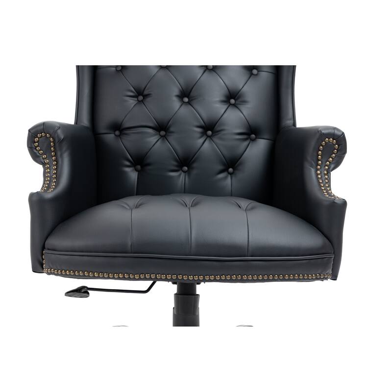 High Back Reclining Office Chair PU Leather Office Chair with Thick Cushioned Seat Back and Casters, for Office, Burgundy