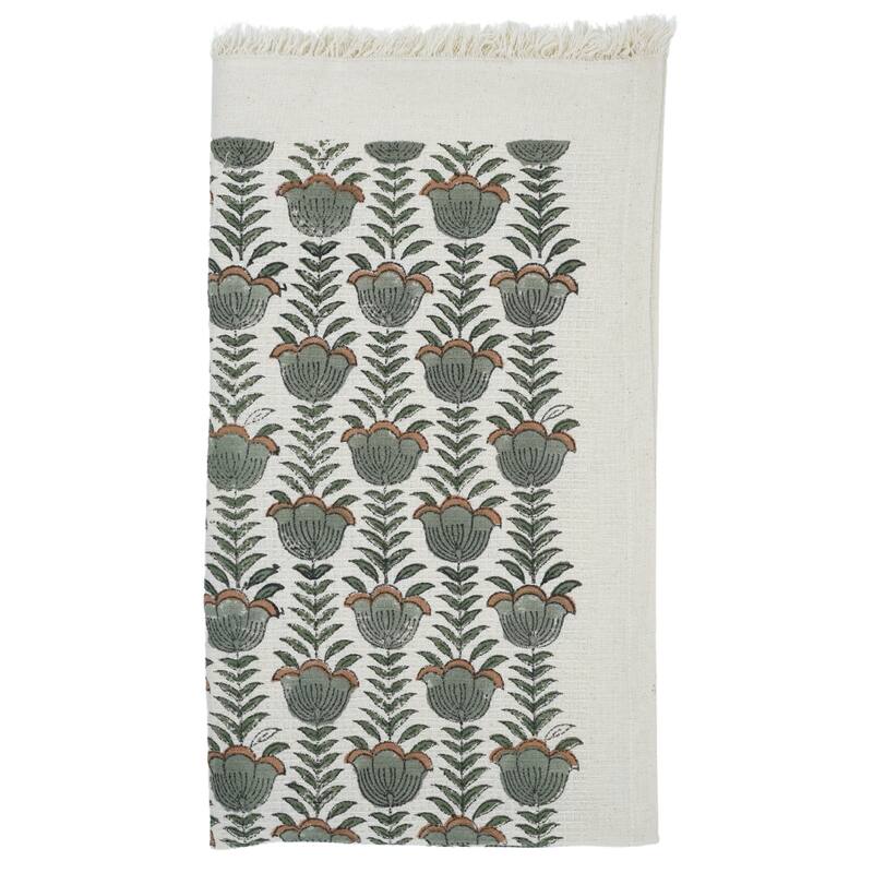 Fabdivine Hand Block Floral Print Waffle Weave Kitchen, Dining Room Use, Gift Hand Towel