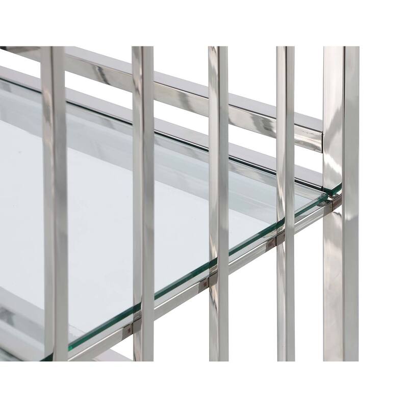 Somette Modern Stainless Steel & Glass Bar