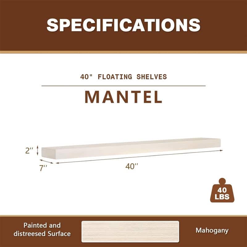 48 Inch White Floating Shelf
