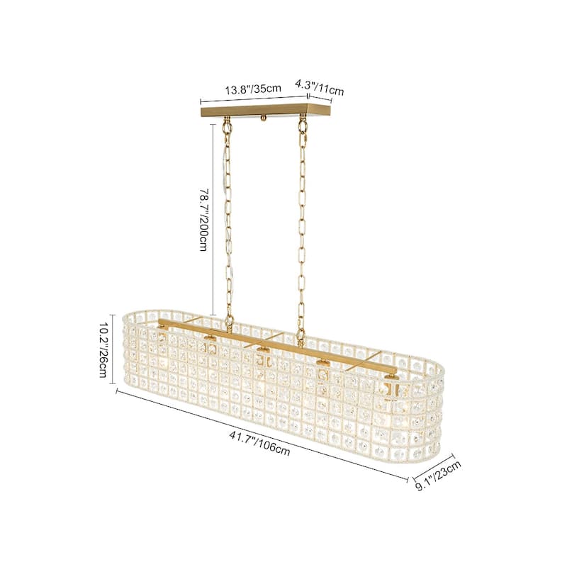Glam 5-Light Shine Crystal Oval Cage Island Pendant Chandelier 41.7in