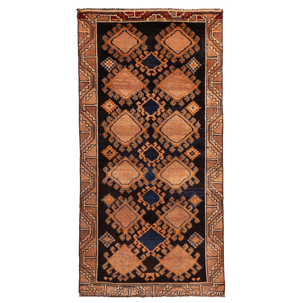 ECARPETGALLERY Hand-knotted Melis Vintage Black, Tan Wool Rug - 3'8 x 6'7