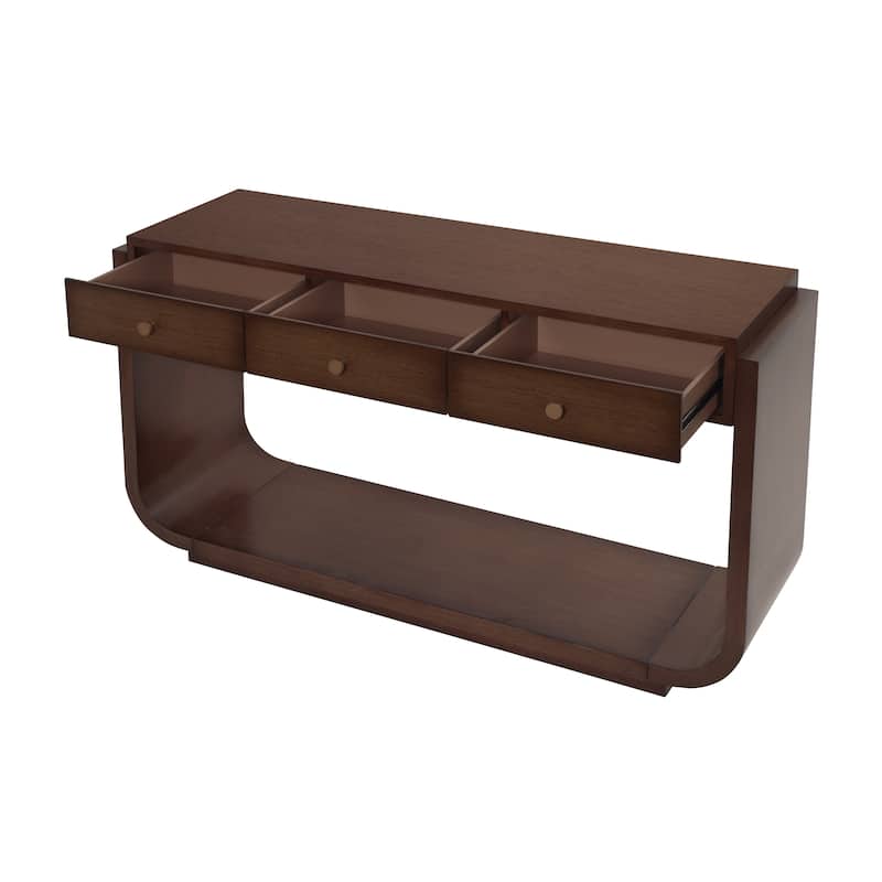 Christopher Knight Home - Alderwood Paulownia Veneer 3 Drawers Console Table with Curved Legs and Ample Storage