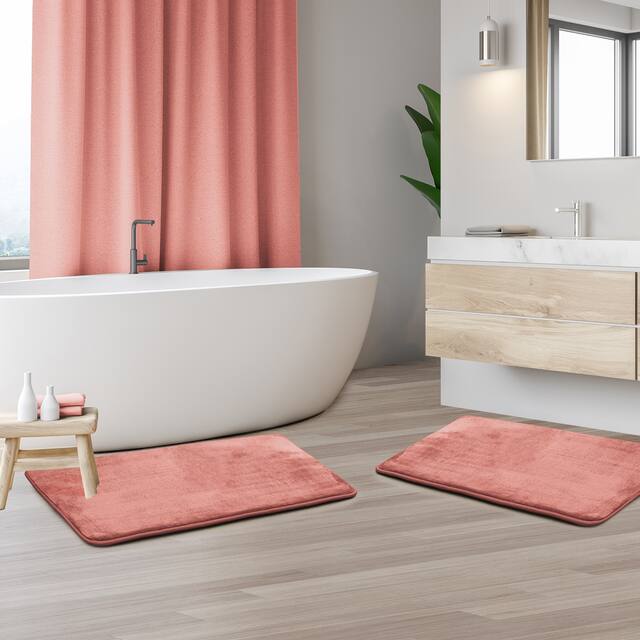 Clara Clark Ultra Soft Plush Bathroom Rug - Non-Slip, Velvet, Memory Foam Bath Mat - Set of 2