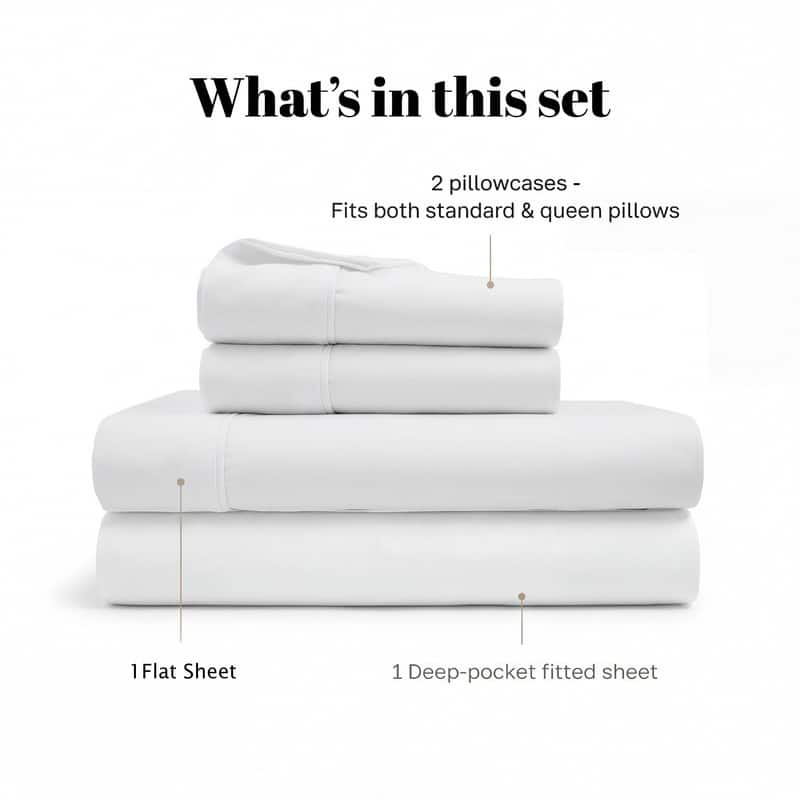 Superior Egyptian Cotton 530 TC Sheet Set Sateen Weave, Deep Pocket, Ultra‑Soft & Breathable Bedding