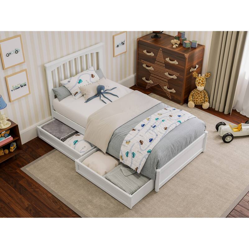 Everett Platform Bed with Panel Footboard and Storage Drawers