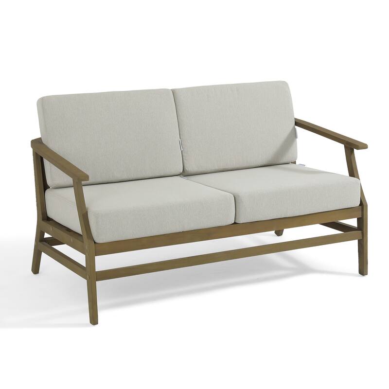 Teak Outdoor Patio Club Chairs Loveseat with Cushions