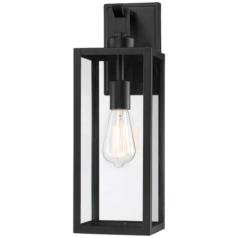 1-Light Matte Black Modern Outdoor Wall Lantern
