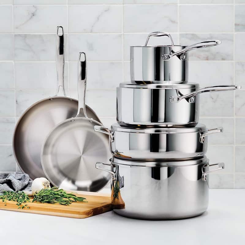 10-Piece Signature Tri-Ply Clad Stainless Steel Cookware Set with Lids