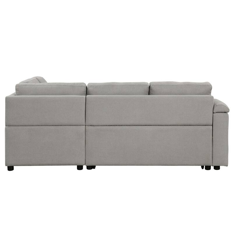 87.4" L-shape Sofa Bed Pull-out Sleeper Sofa with Wheels, USB Ports