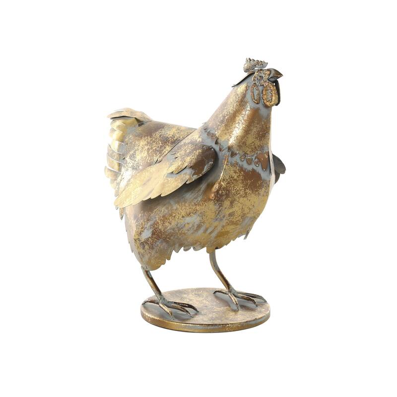 Metal Chicken Patina Decorative Garden Sculpture - Bronze - Roche River Decor - Bronze