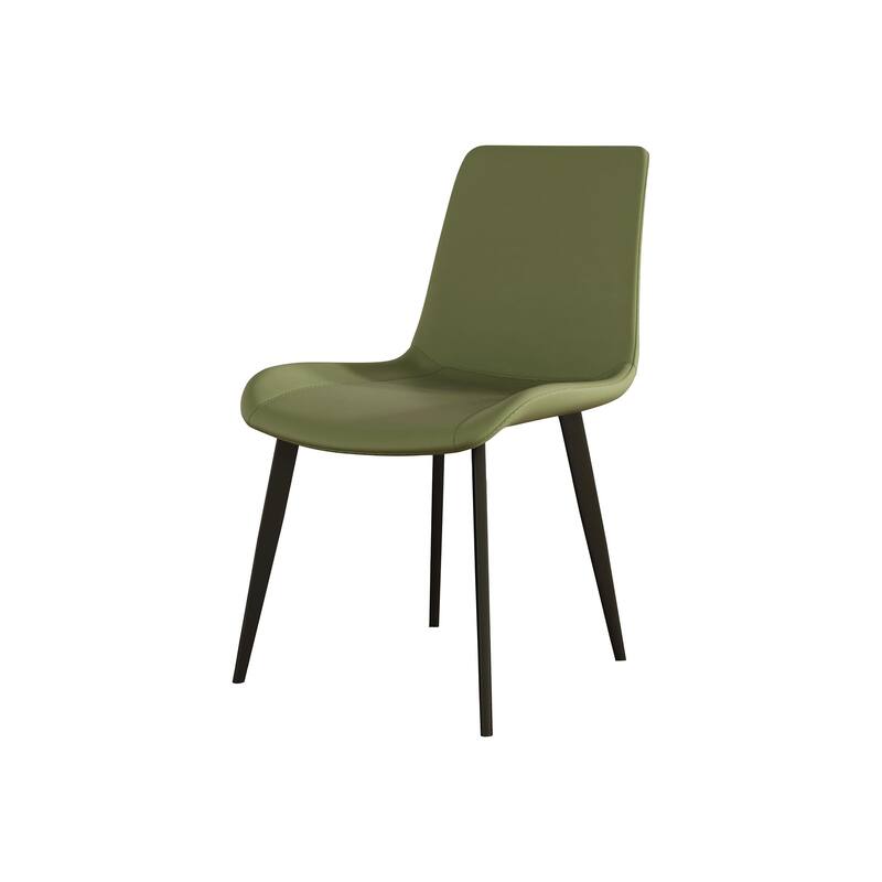 Dining Chairs 4PCS, Modern Kitchen & Dining Room Chairs, Upholstered Faux Leather Cushion Seat and Sturdy Metal Legs - Olive Green
