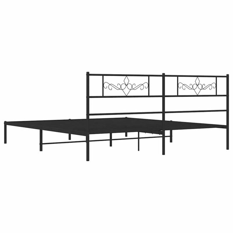 vidaXL 12 Inches Black King Size Metal Bed Frame No Mattress - 81.5" x 78" x 35.4"