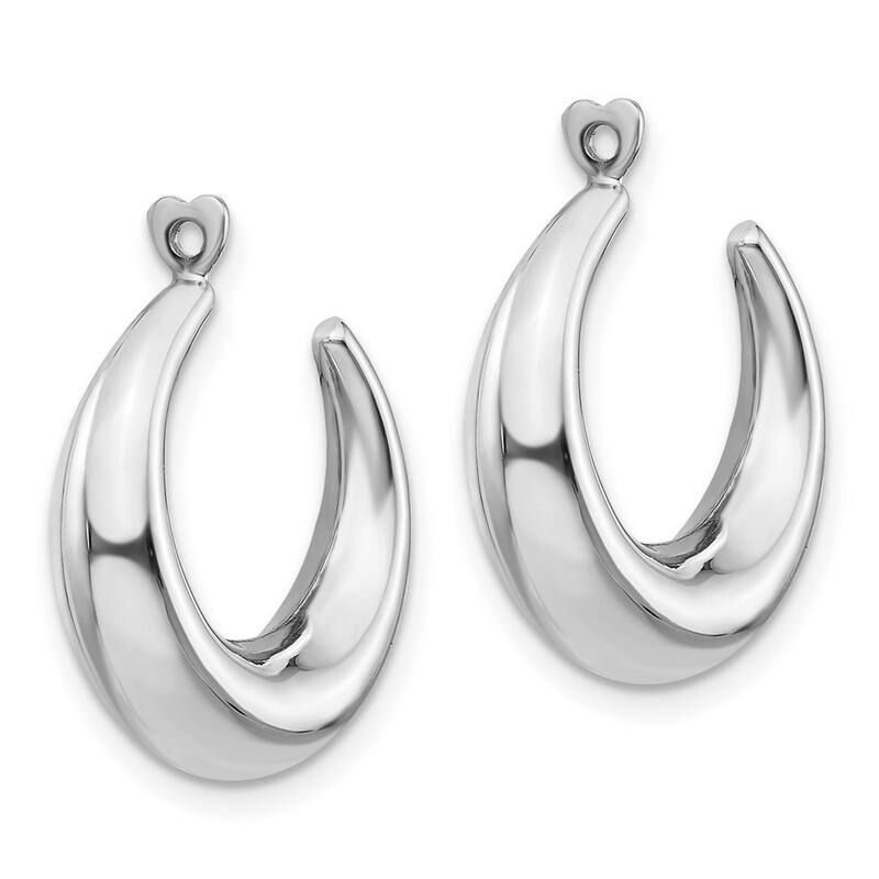 Curata 14k White Gold Hollow Polished 22x5mm Hoop Earrings - with Jackets