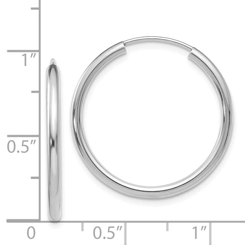Curata 14k White Gold 2x22mm Polished Endless Hoop Earrings