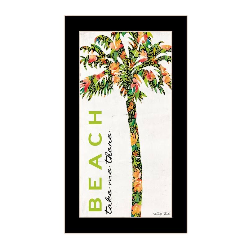 TrendyDecor4U Contemporary "Beach, Take Me There" Framed Print Wall Art - Black