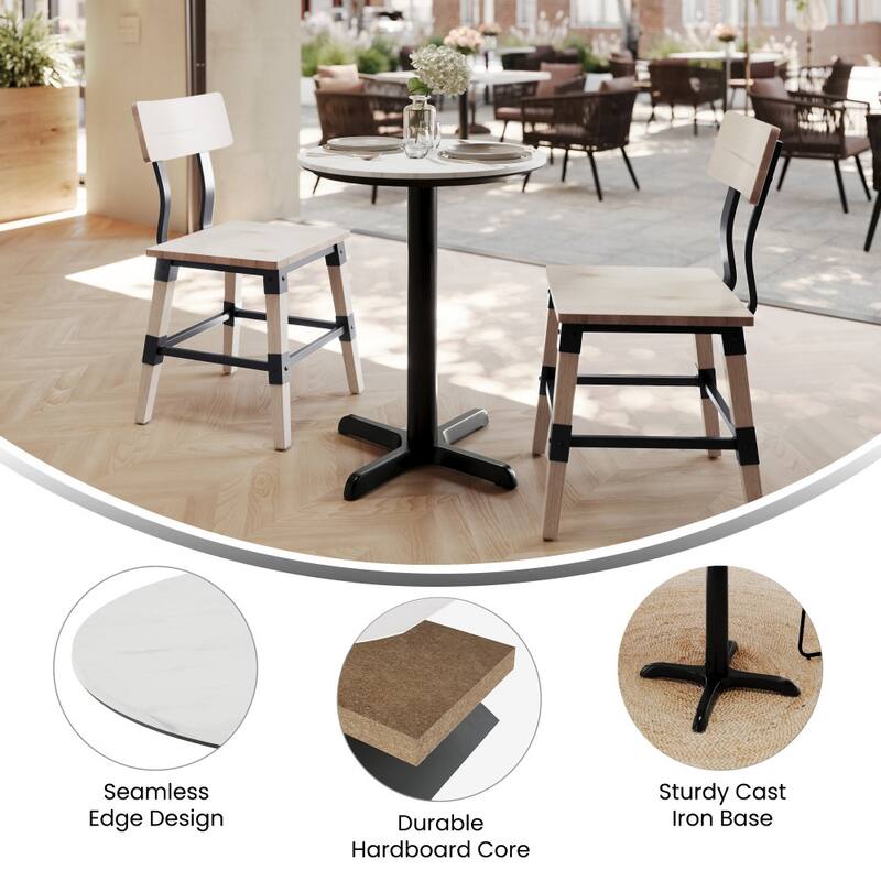 Commercial HPL Tabletop with Table Height Crisscross Base