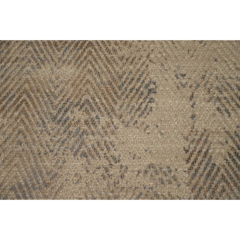 Hand Knotted Oriental Viscose Silk Carpet Modern All-Over Beige & Ivories Abstract Area Rug - 7' 9'' X 5' 10''