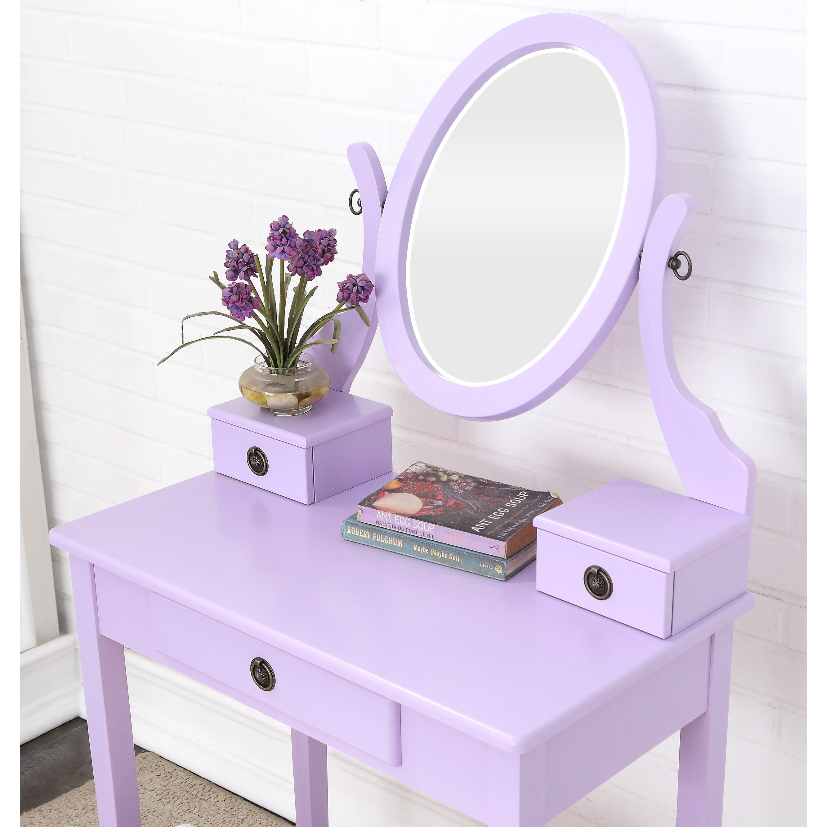 Moniya Makeup Vanity Table and Stool Set Horizontal Dresser Set Include Vanity Mirror and Bench Bed Bath Beyond 42102809