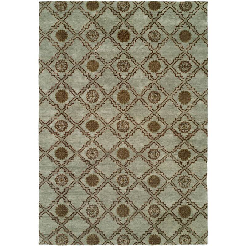 Transitional Blue Hand-Knotted Wool Area Rug - 2'6" x 8' - Blue