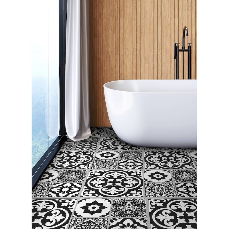 Valencia Charcoal Peel and Stick Floor Tiles