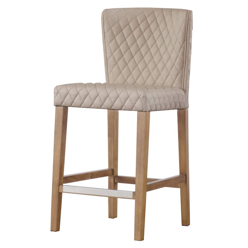 NPD Furniture Albie Diamond Stitching Faux Leather Counter Stool - Danburry Dune