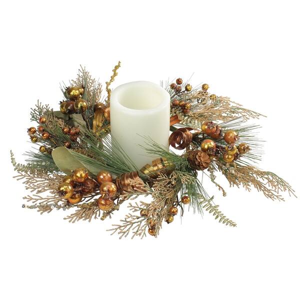 Shop 16 Brown Ribbon Berry Pine Cone Artificial Christmas Pillar