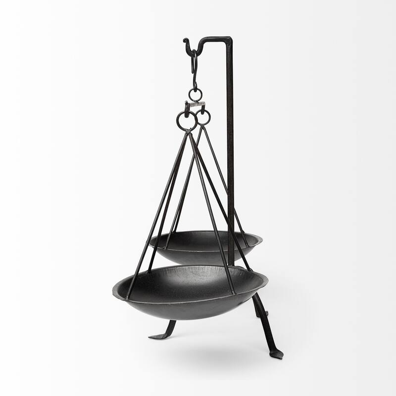 Adilah 16L x 10W Black Metal Vintage Inspired Weighing Scale - 16.0L x 10.0W x 18.0H - 16.0L x 10.0W x 18.0H