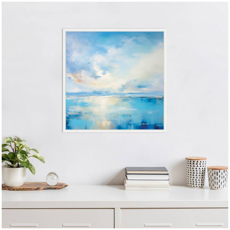 Kate and Laurel Sylvie Serence Coastal Waters Tranquil Landscape Framed Canvas by The Creative Bunch Studio