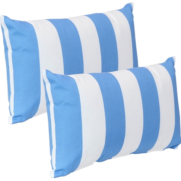 Sunnydaze 2 Outdoor Lumbar Throw Pillows 12 x 20 Inch Beach Bound Stripe