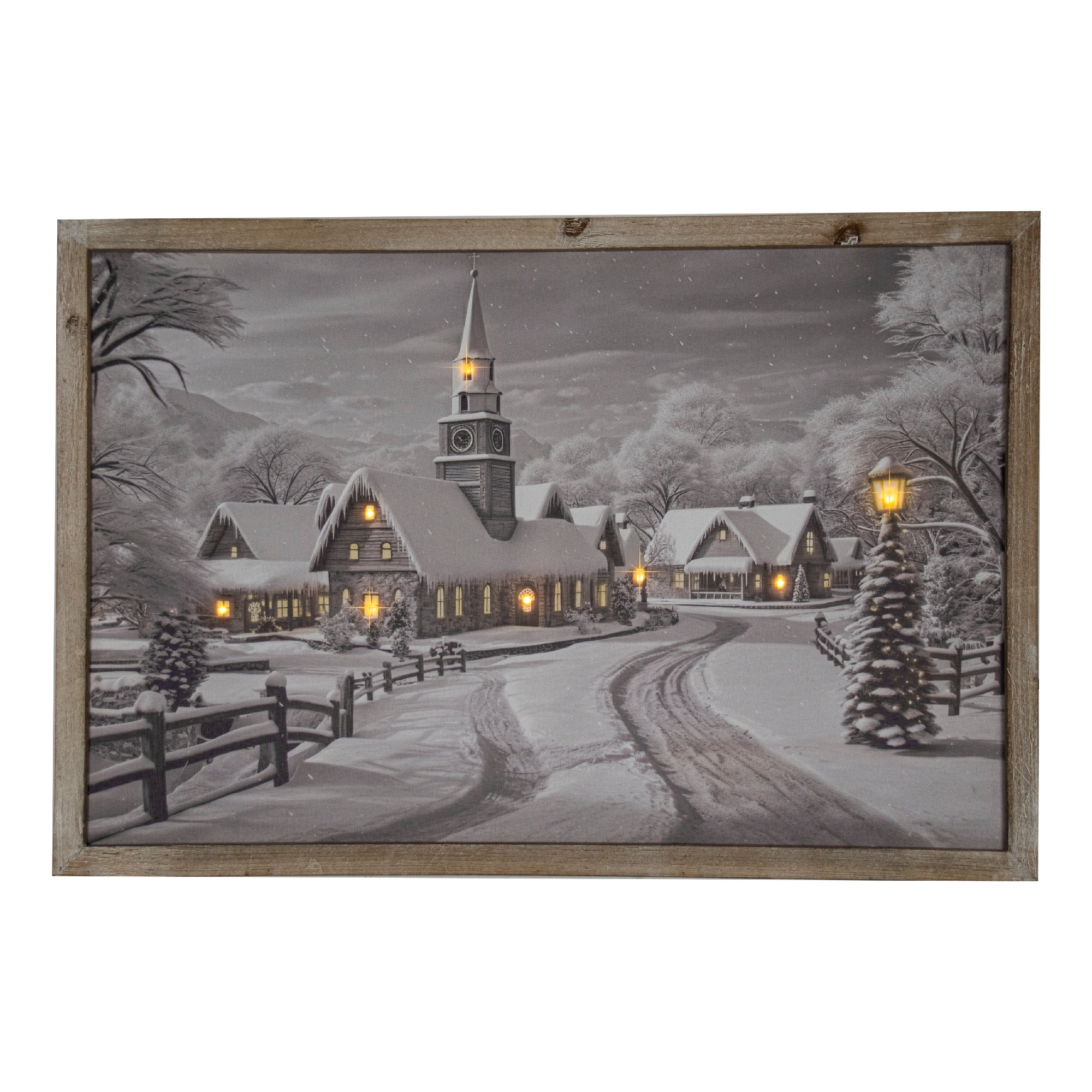 LED Framed Wall Art Snowy Village