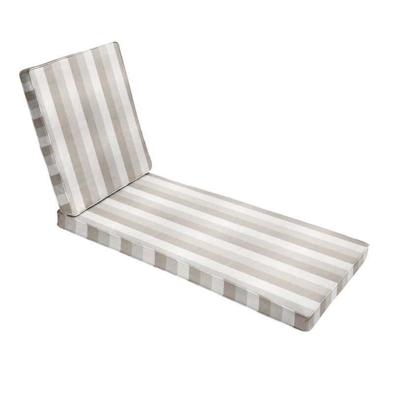 Sorra Home Sunbrella Outdoor Chaise Lounge Cushion - Sunbrella - Direction Linen - 78 in L x 21 in W x 3 in D