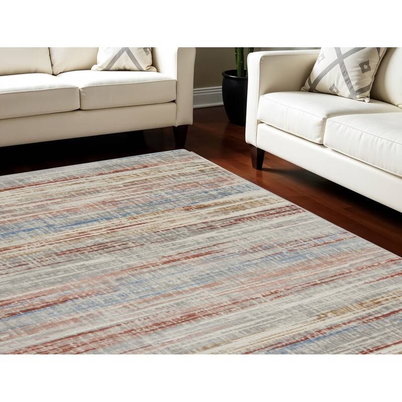 Power Loomed Abstract Modern Non Skid Low Pile Area Rug - 144' X '108' X '0.25 - 144' X '108' X '0.25 - Oxford Blue - Rectangle
