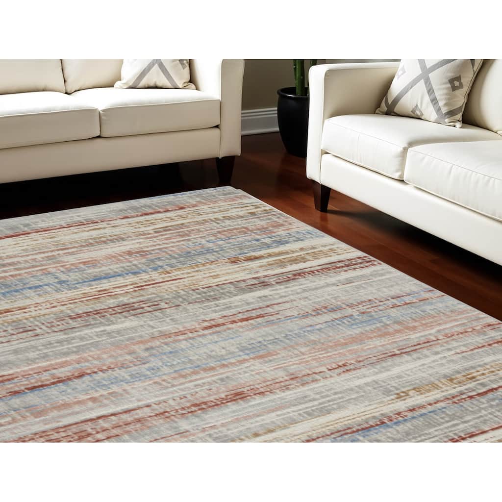 Power Loomed Abstract Modern Non Skid Low Pile Area Rug - 144' X '108' X '0.25