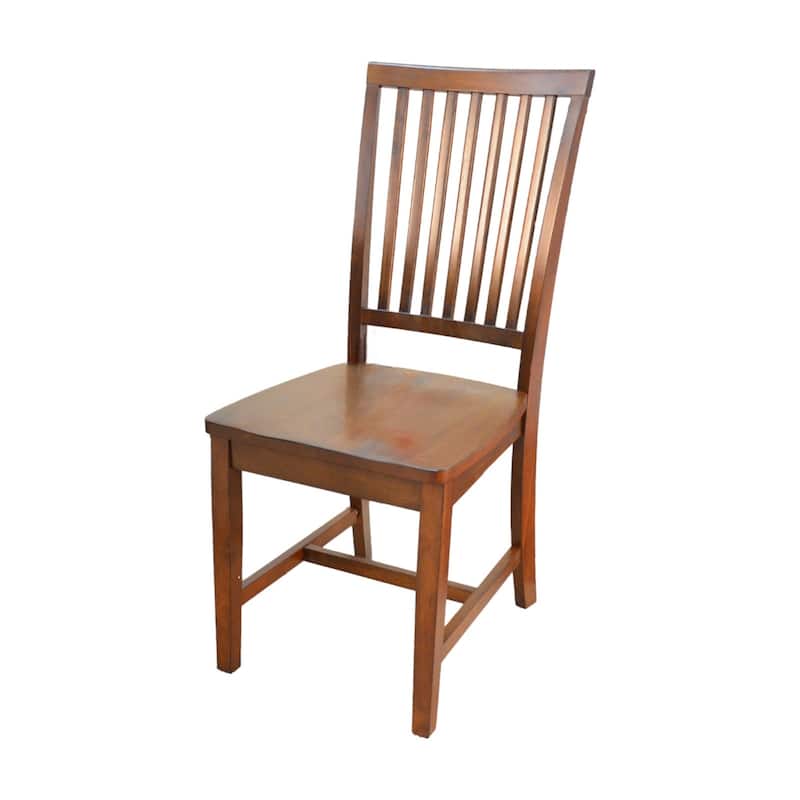 Slat Back Dining Side Chair with Solid Wood Legs - Chestnut