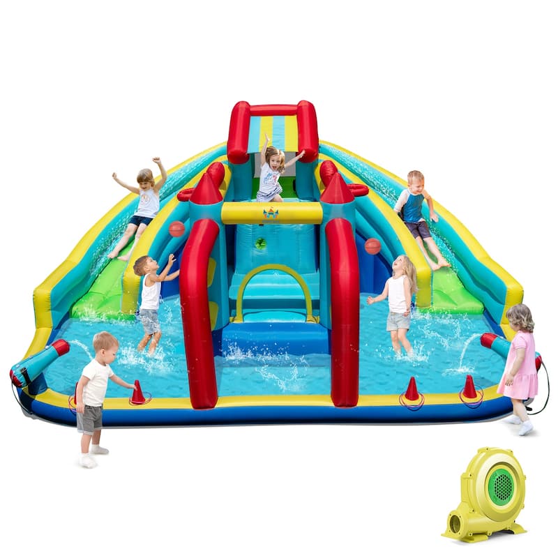 Inflatable Outdoor Kids Water Slide with Slides Bounce Area Shooting Games and Obstacle Challenges