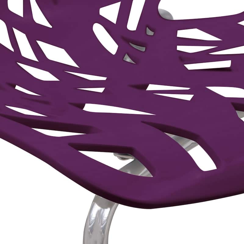 Asbury Stackable Dining Chair with Chrome Legs Side Chair with Modern Cut-Out Design Backrest
