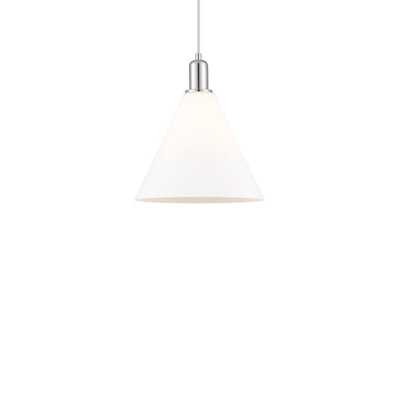 Innovations Lighting 716-1P-14-12 Berkshire Glass Pendant Berkshire - Polished Nickel / Matte White