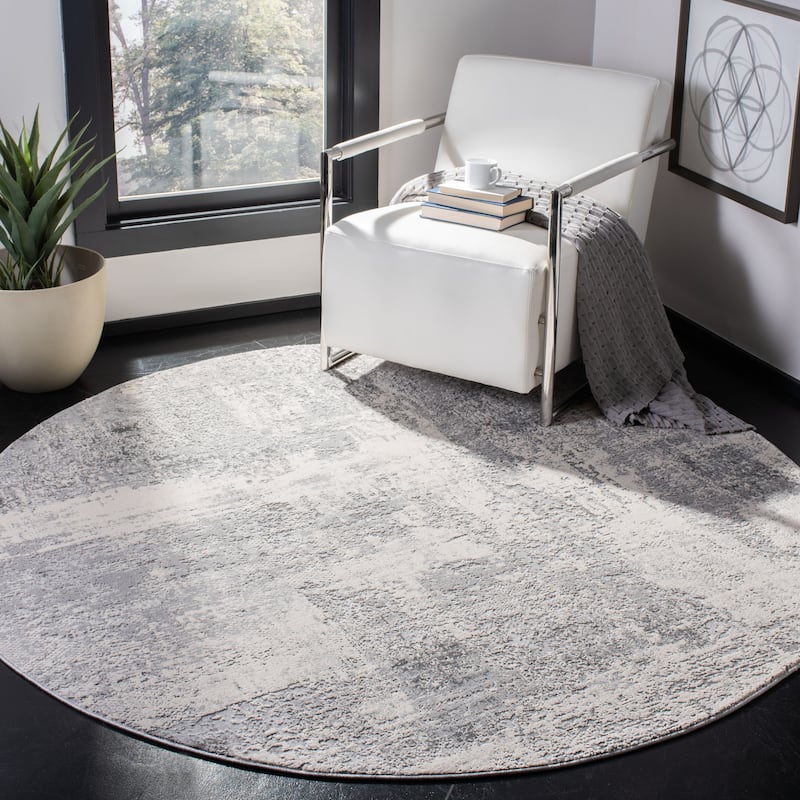 SAFAVIEH Invista Lorie Contemporary Rug - 6'7" Round - Grey/Ivory